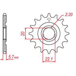 GROSSKOPF PROMOCJA ZĘBATKA PRZEDNIA 2103 13 GAS GAS EC 250/300/450F `11-15, YAMAHA YZ 125, WR 250, YZ250F `01-'21 (E250-13) (JTF